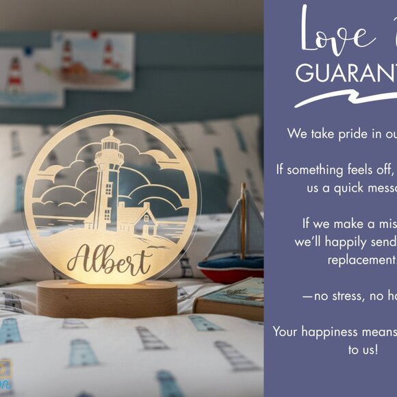 Lighthouse Custom Name Light | Personalized LED Bedroom Decor for Kids - Picture 6 of 8